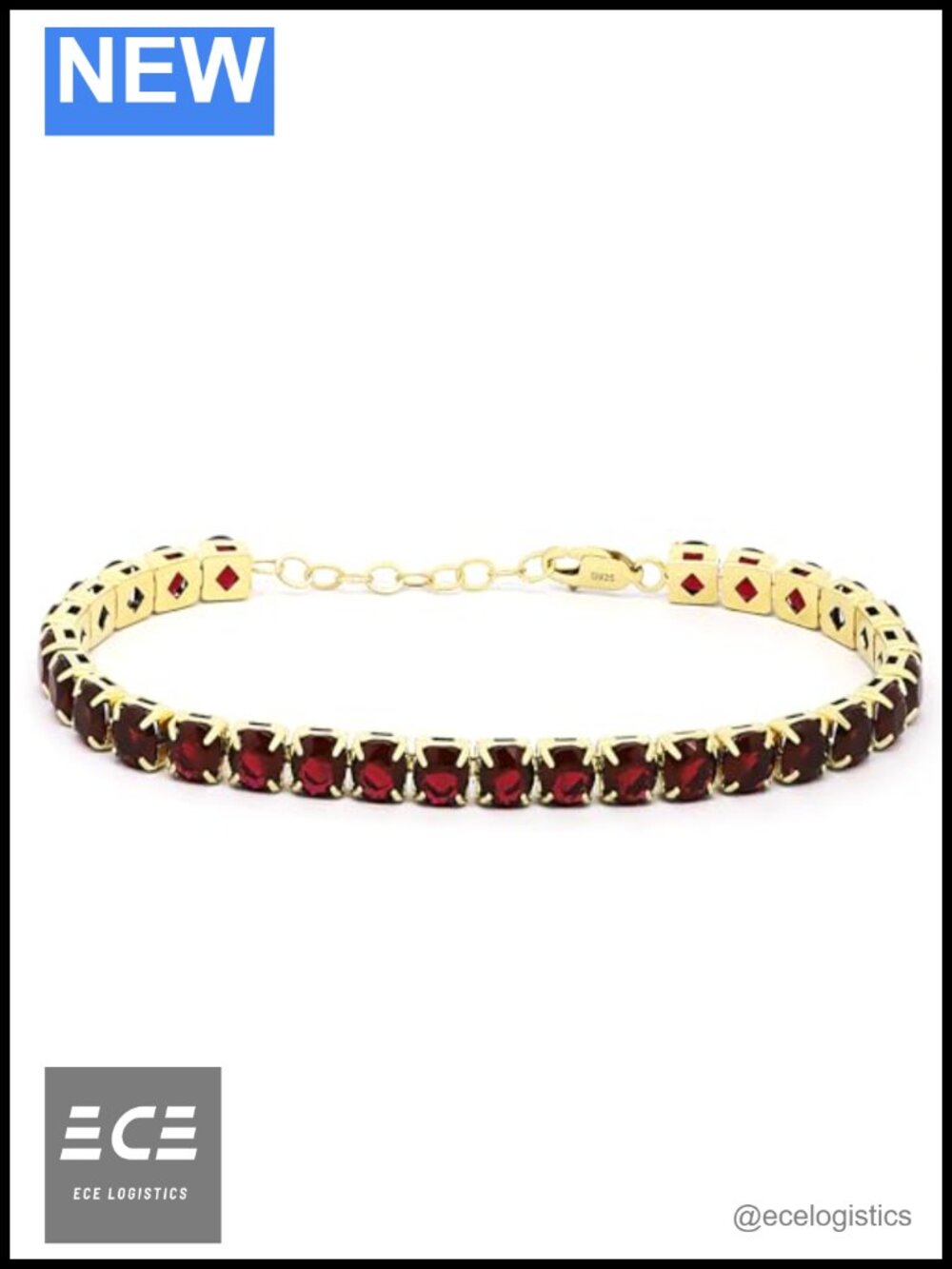 925 Sterling Silver Gold Plated Tennis Bracelet Cubic Zirconia Fine Jewelry